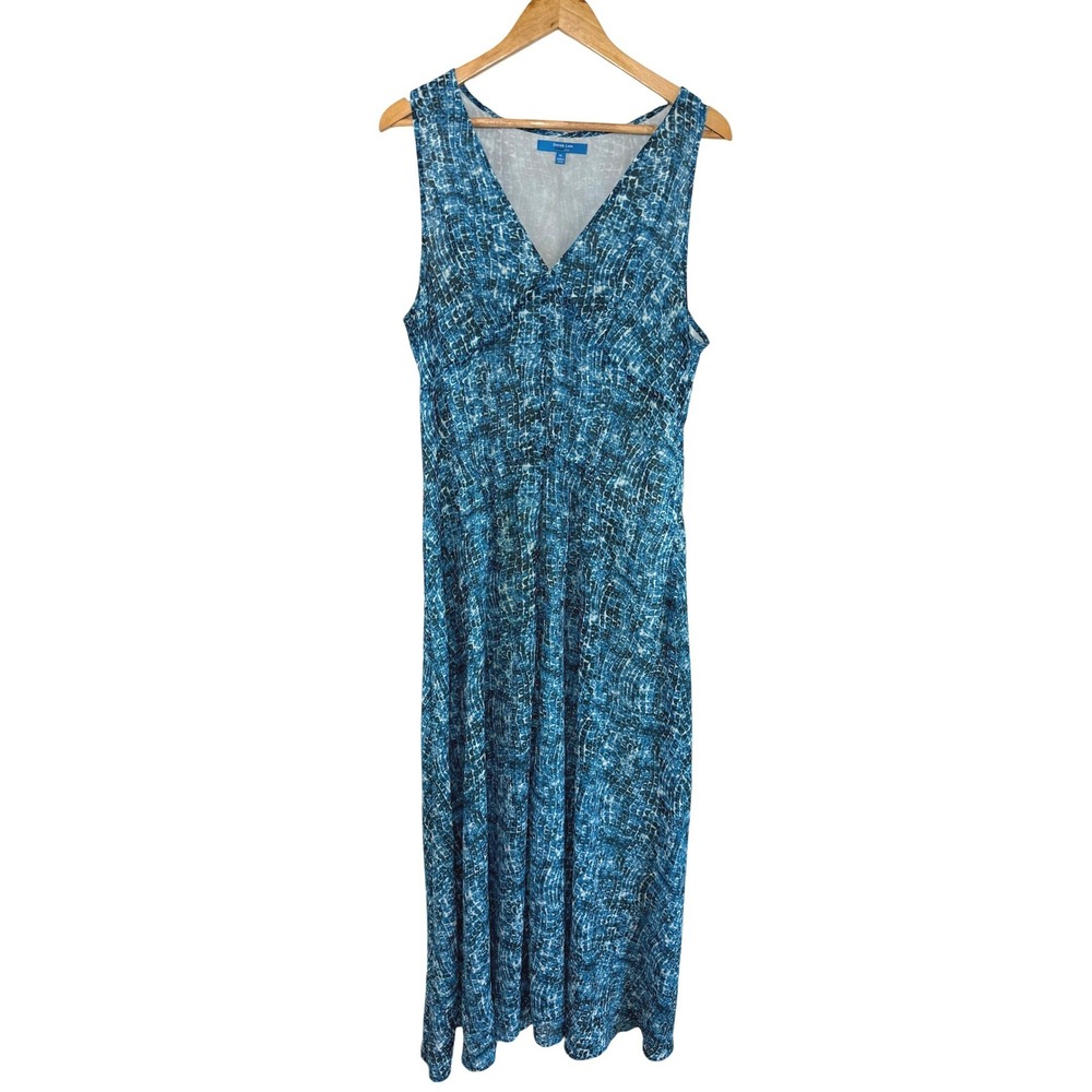 Derek Lam Abstract Animal Print Maxi Dress Blue Boho Summer Resort Vacation‎ XL